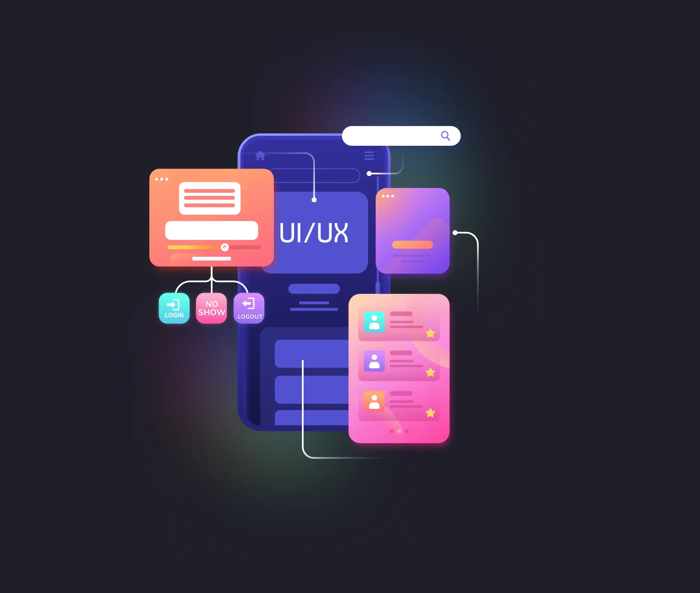 Zooper app screens for employees and transport teams