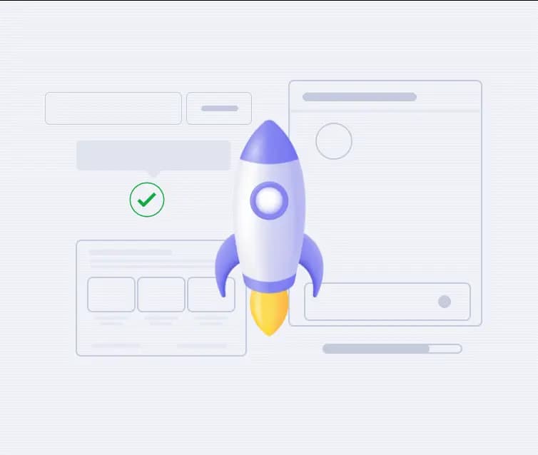 Rocket launching in front of dashboards