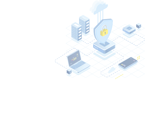 Illustration of devices connected securely to a protected server