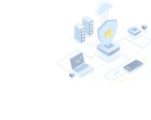 Illustration of devices connected securely to a protected server